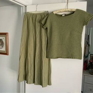 Isabella Bird. Size M and knit top set.  Skirt. Olive color